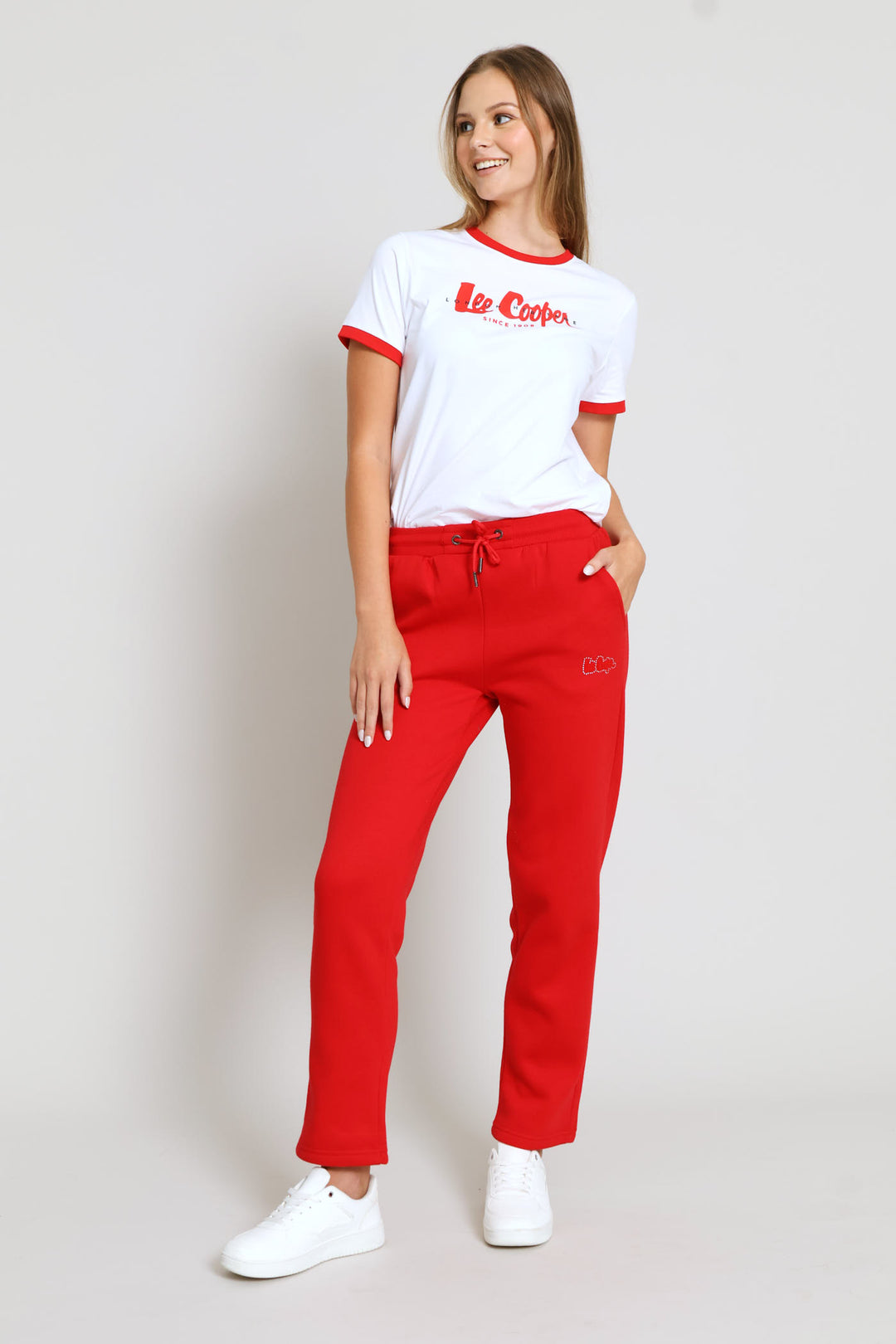 Wide Leg Sweatpants - Red