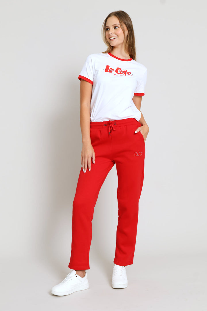 Wide Leg Sweatpants - Red