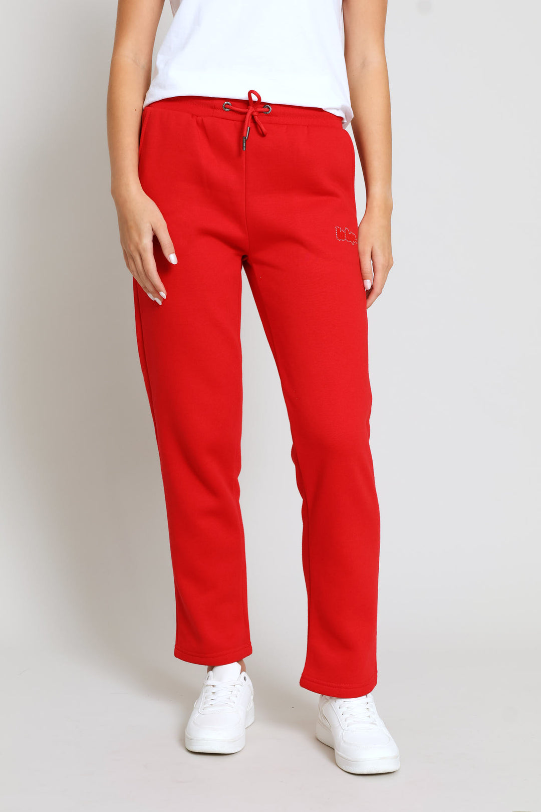 Wide Leg Sweatpants - Red