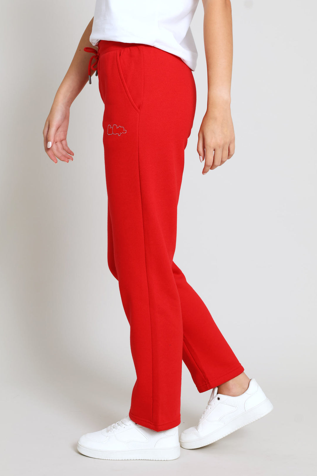 Wide Leg Sweatpants - Red