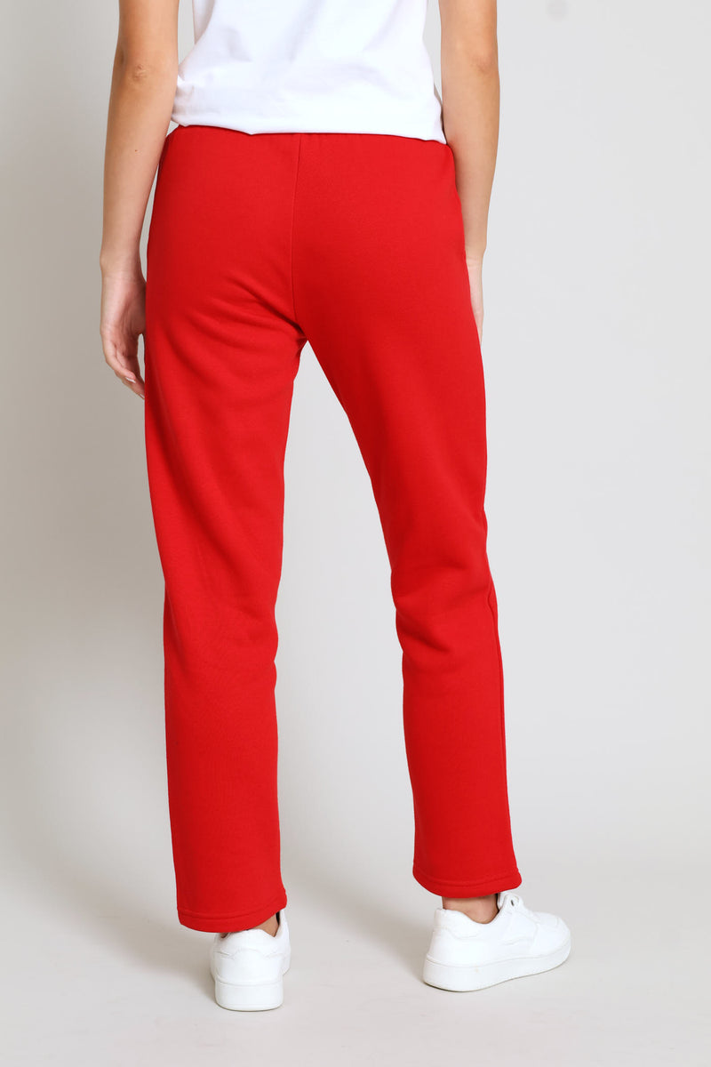 Wide Leg Sweatpants - Red
