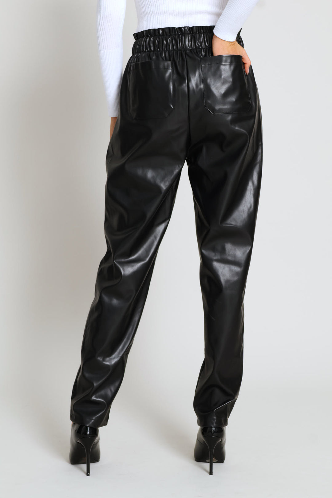 Paperbag Straight Leg Pant - Black