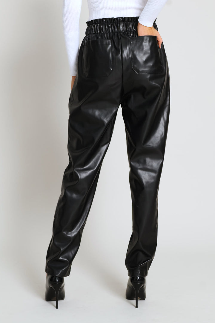 Paperbag Straight Leg Pant - Black