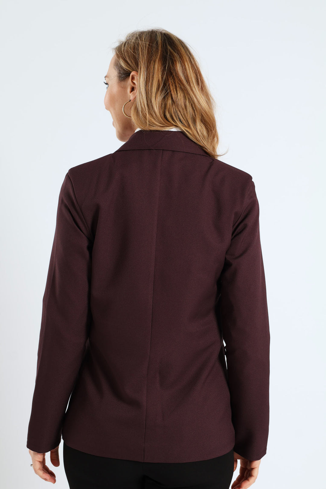 Double Button Twill Blazer - Bitter Chocolate