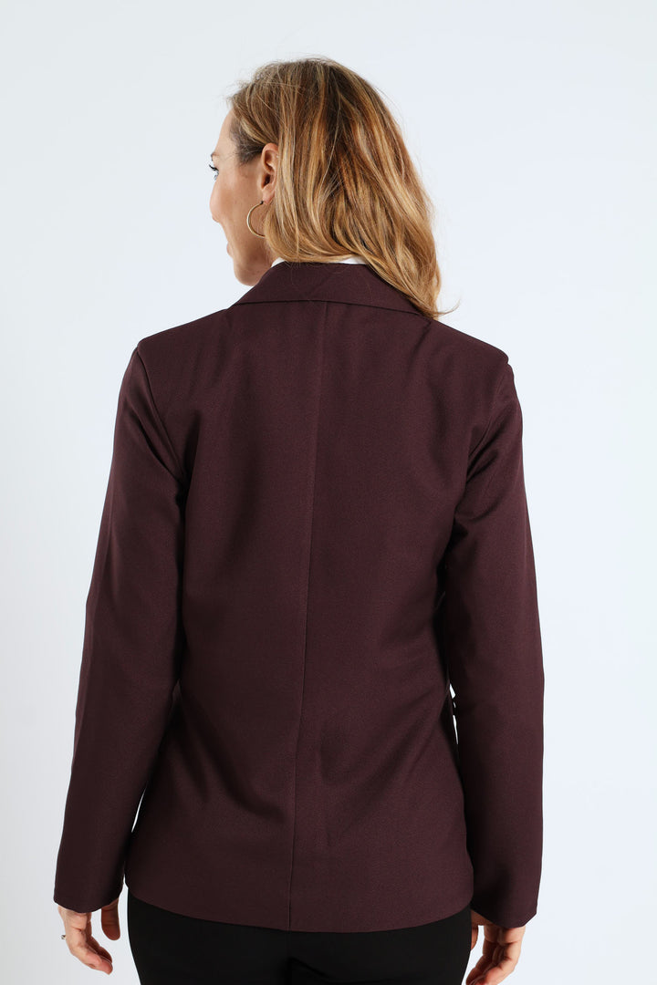 Double Button Twill Blazer - Bitter Chocolate