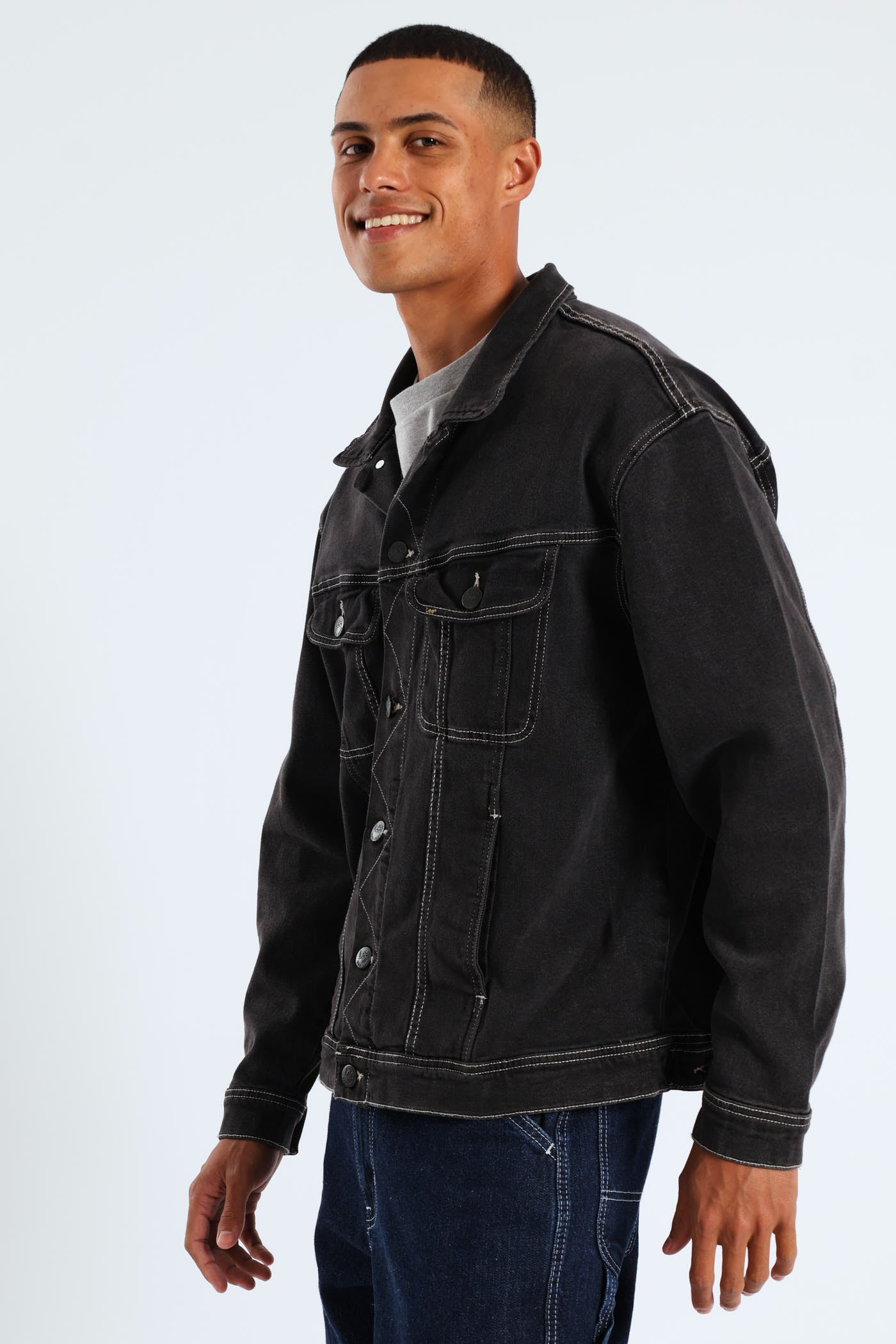ジャケット・アウター leather riders denim jacket swag archive Mens Rider Denim Jacket - Black – Edgars