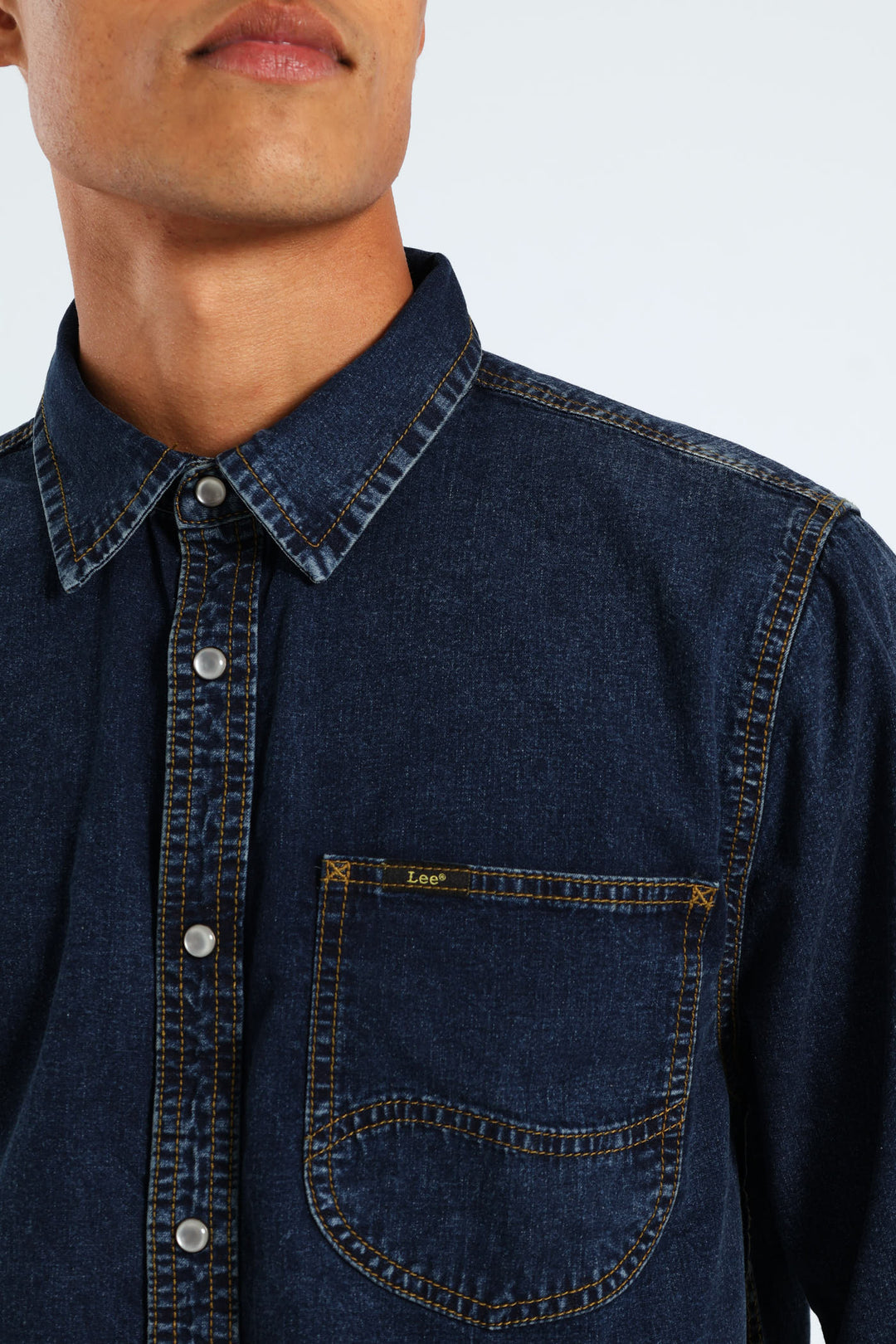 Long Sleeve Lazy Denim Shirt - Stonewash