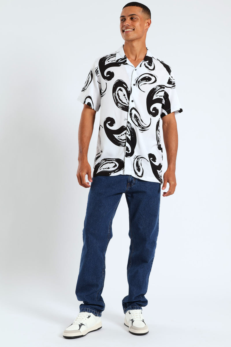 Circual Print Viscose Shirt - Ecru