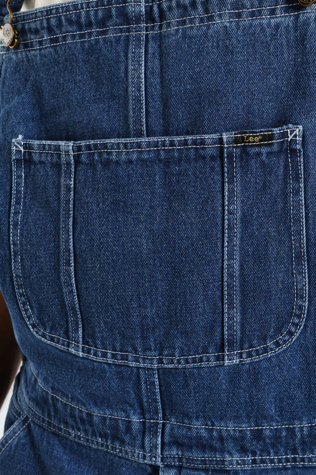 Regular Relaxed Straight Leg Denim  Dungaree - Med Wash