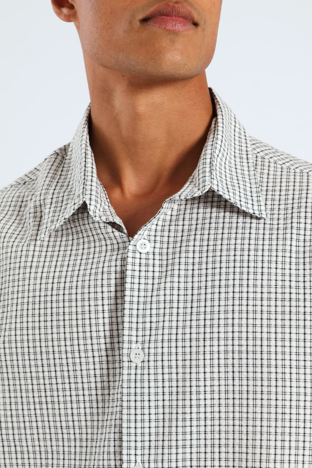 Short Sleeve Mini Check Shirt - Stone