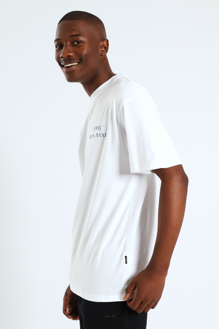 Back Print Homme Denim Tee - White