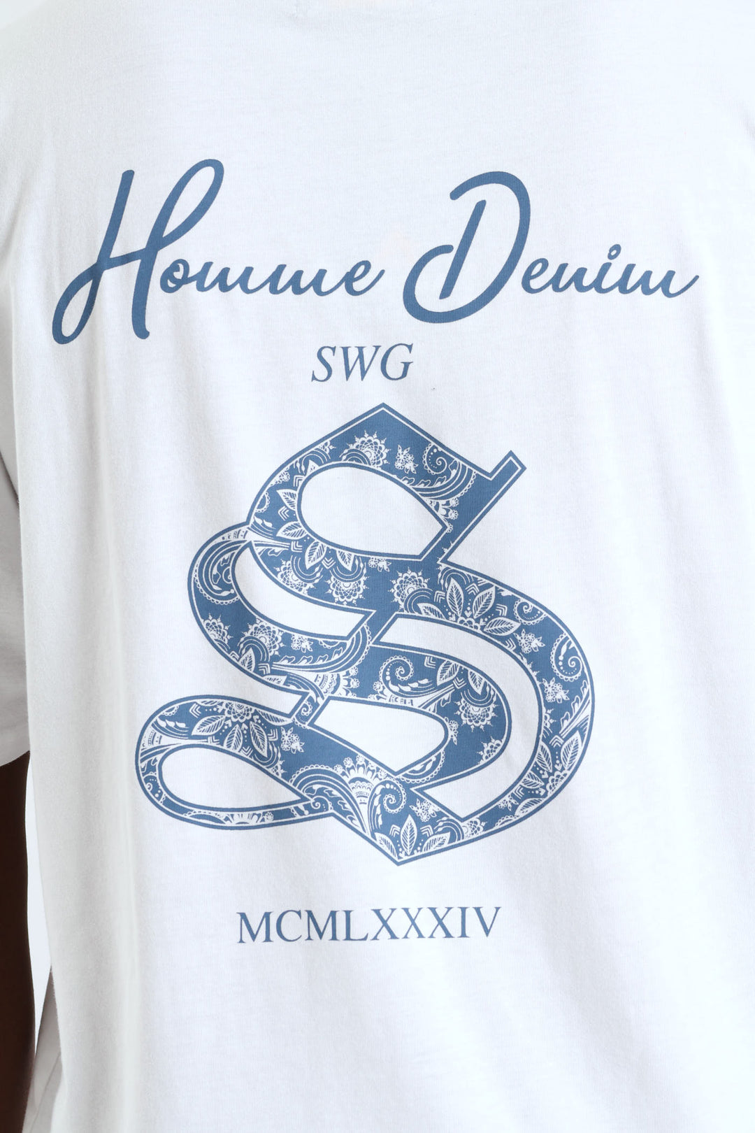 Back Print Homme Denim Tee - White