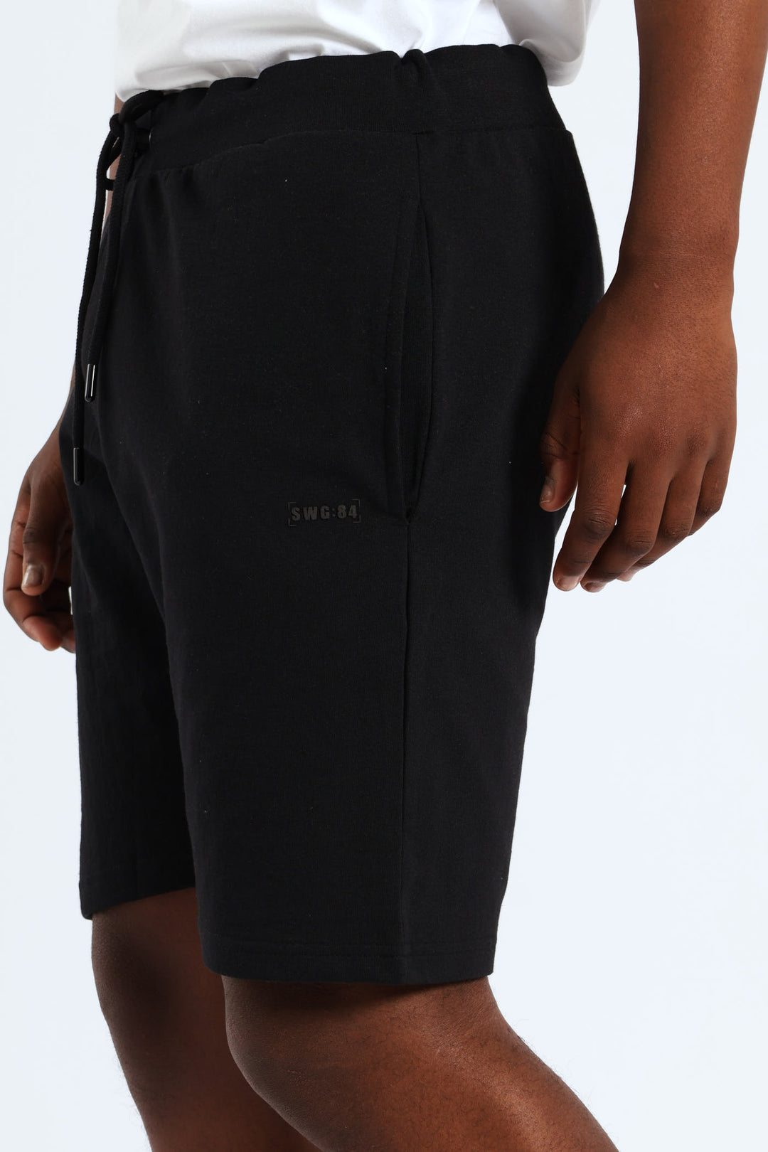 Basic Side Pocket Fleece Shorts - Black