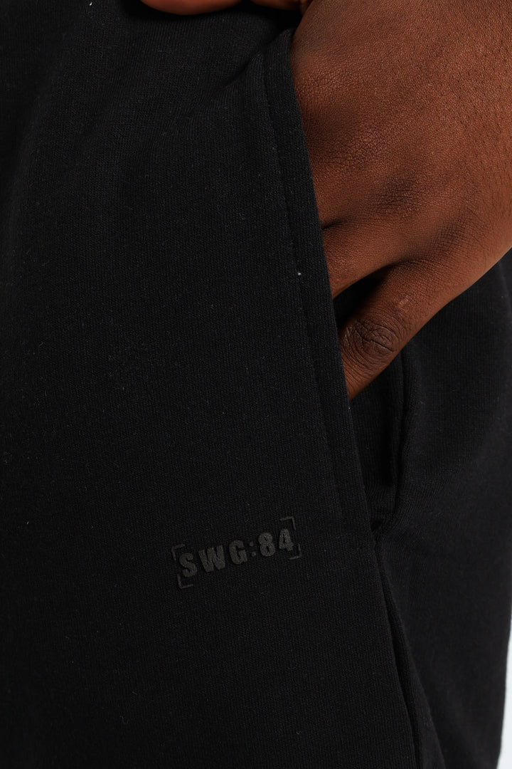 Basic Side Pocket Fleece Shorts - Black