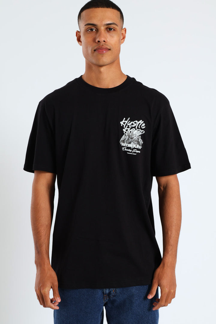 Hustle Front & Back Tee - Black
