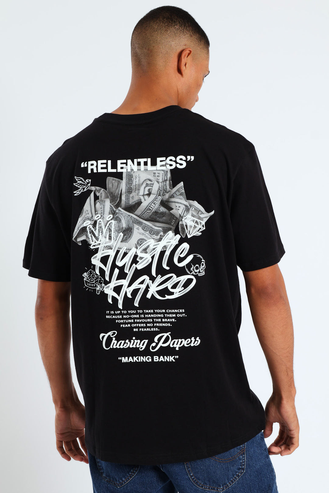 Hustle Front & Back Tee - Black