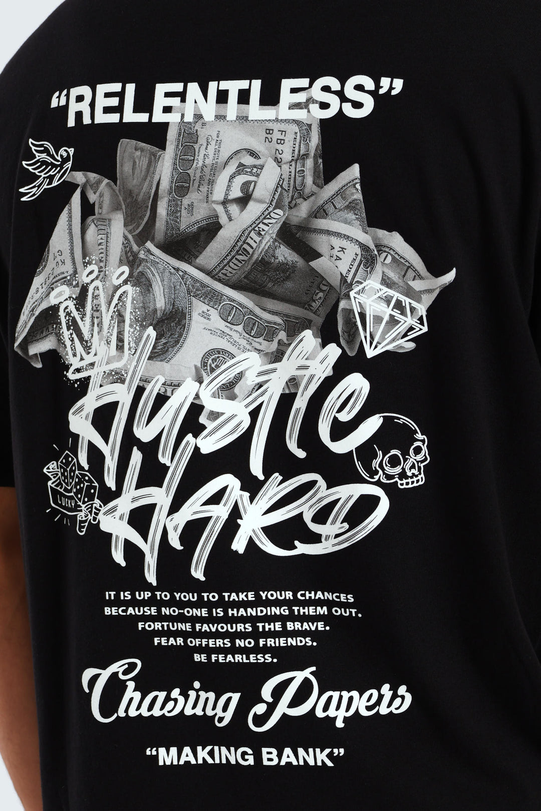 Hustle Front & Back Tee - Black