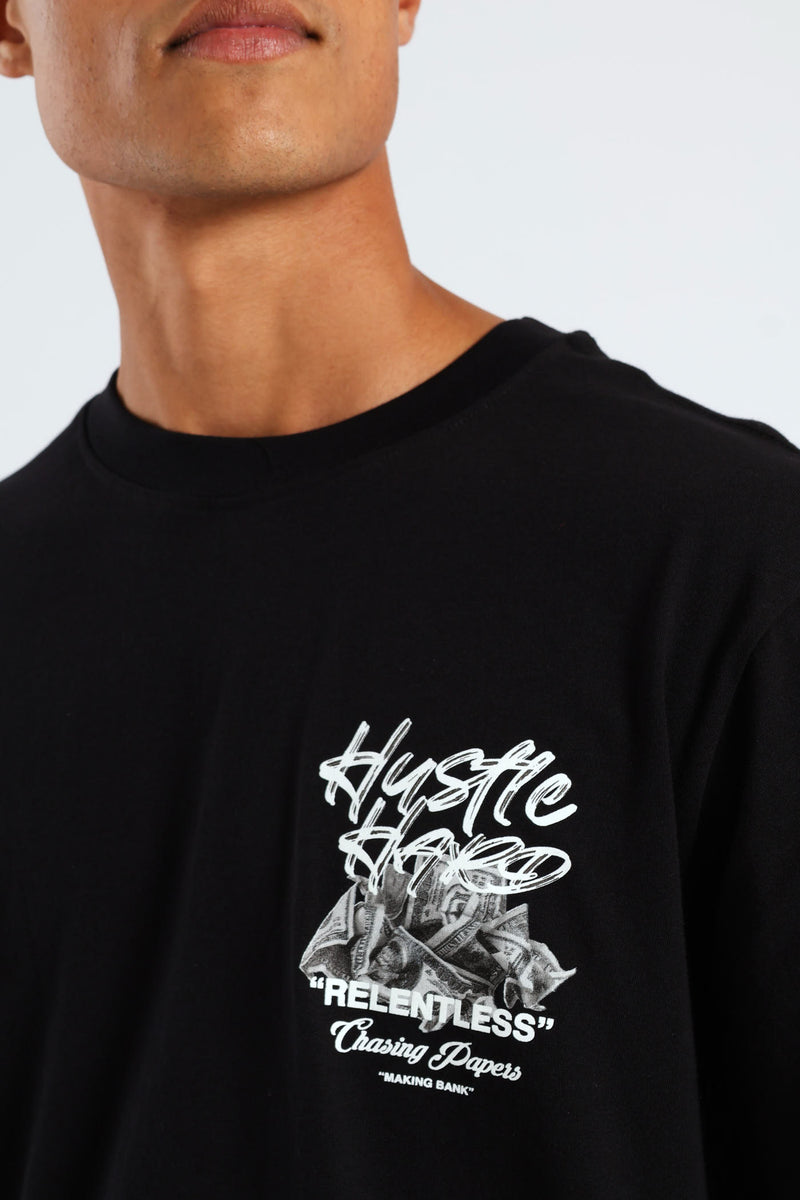 Hustle Front & Back Tee - Black