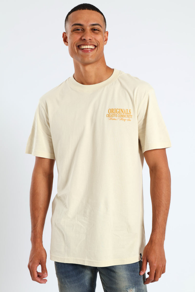 Front & Back Print Studio Tee - Light Stone