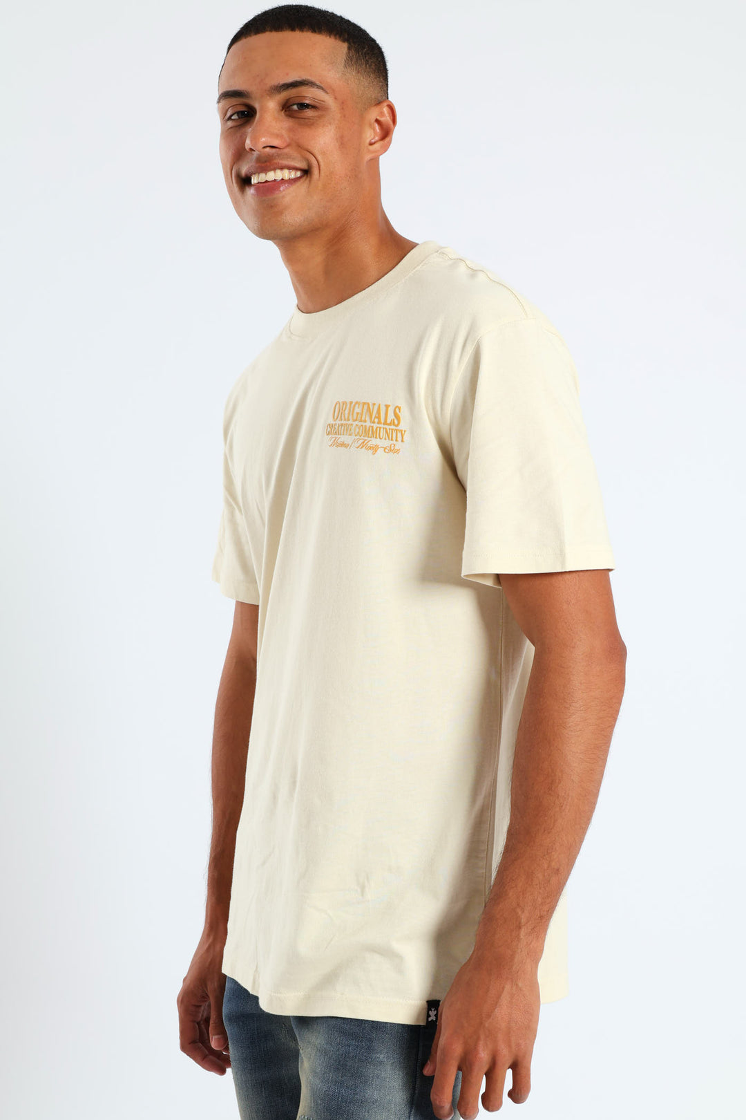 Front & Back Print Studio Tee - Light Stone