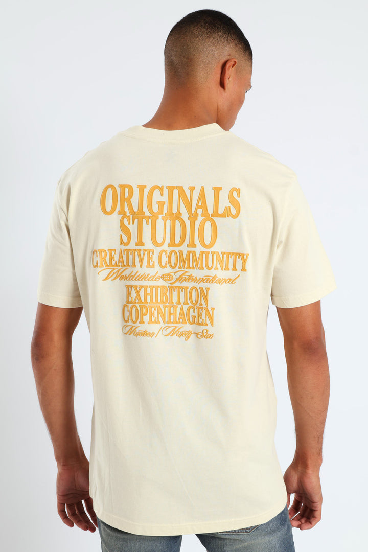 Front & Back Print Studio Tee - Light Stone
