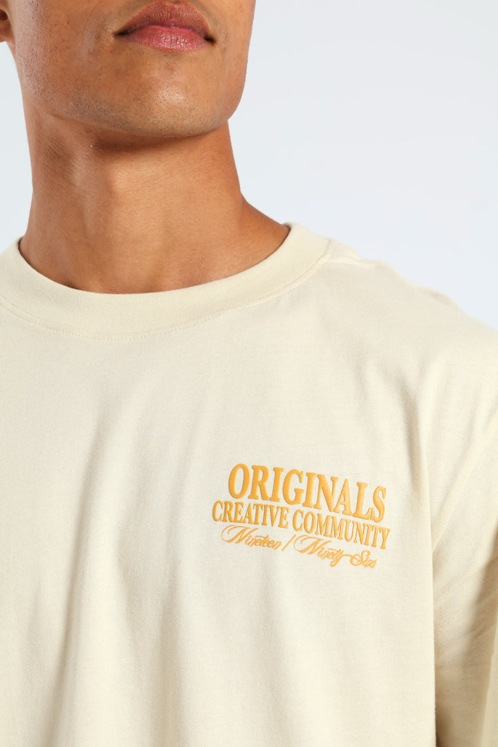 Front & Back Print Studio Tee - Light Stone