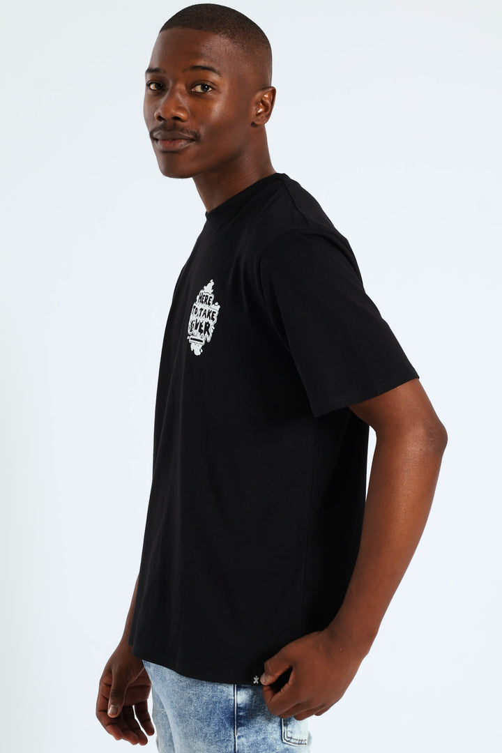 Graphic Front & Back Print Tee - Black
