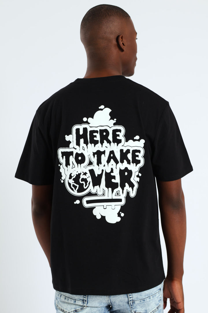 Graphic Front & Back Print Tee - Black