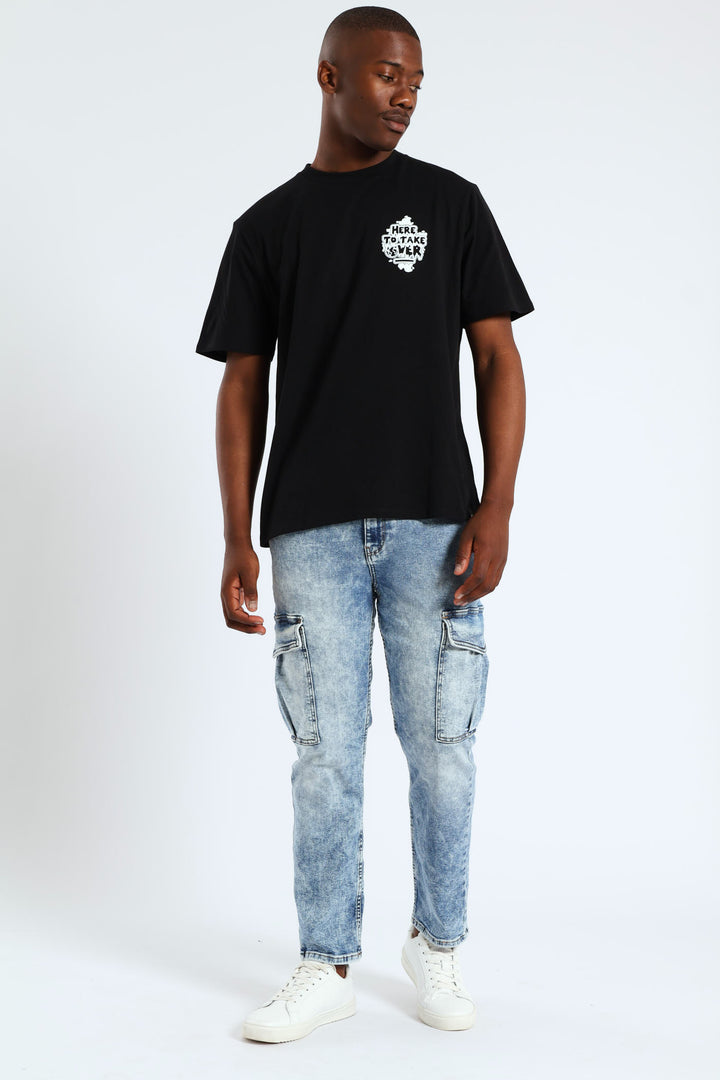 Slim Fit Cargo Stretch Denim - Mid Blue