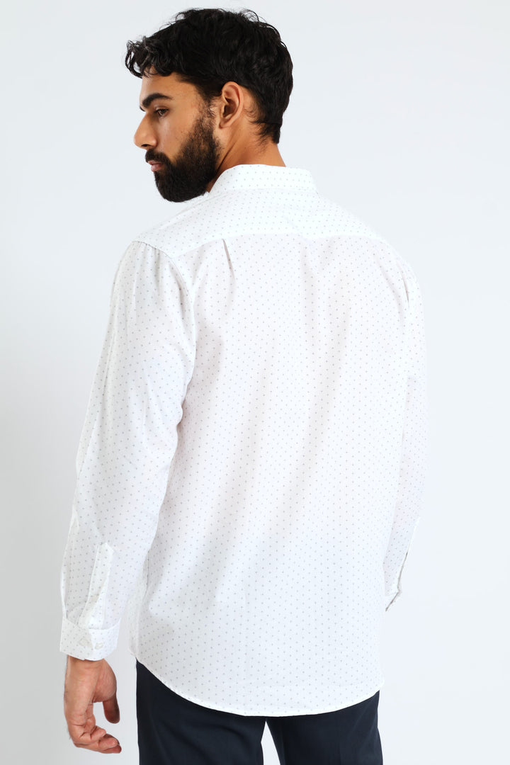 Textured Ditsy Two-Tone  Shirt - Navy/White