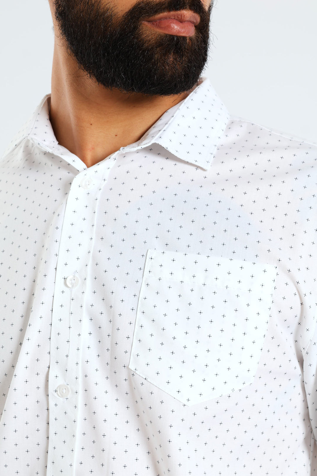 Textured Ditsy Two-Tone  Shirt - Navy/White
