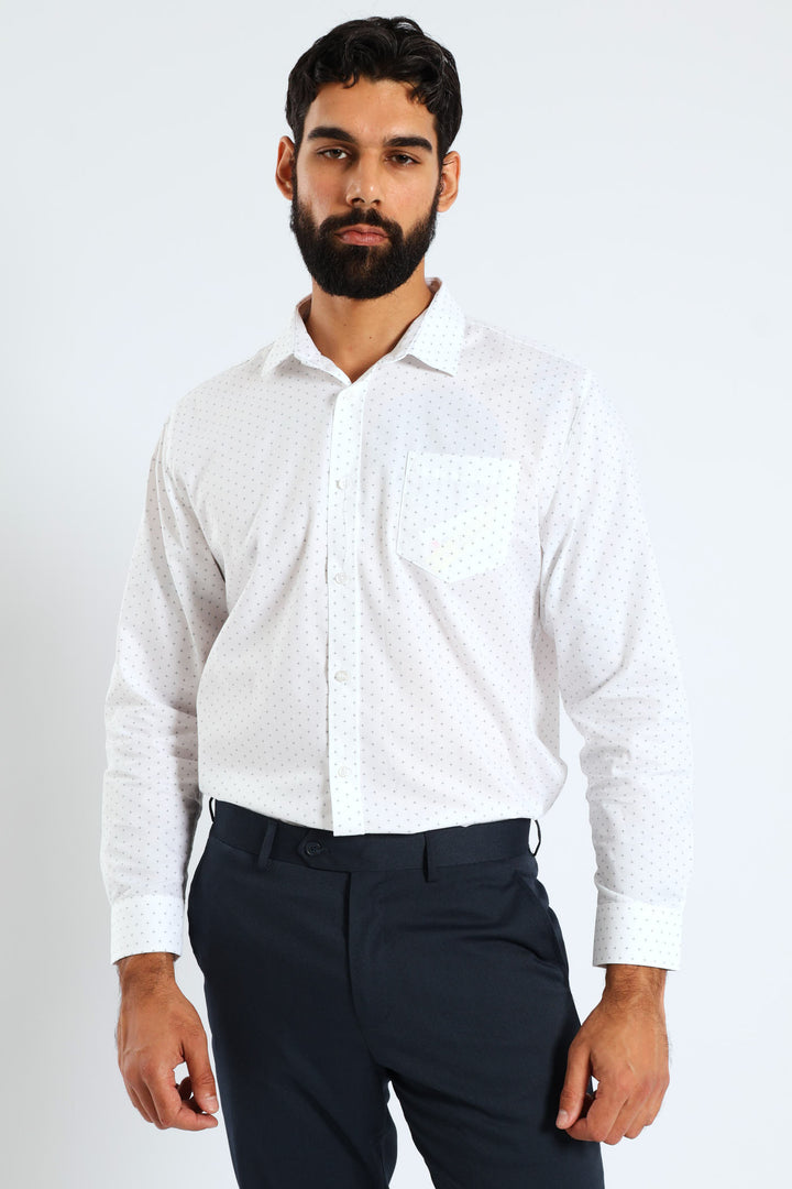 Textured Ditsy Two-Tone  Shirt - Navy/White