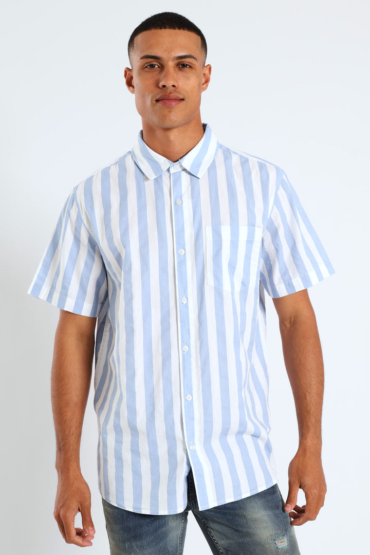 Striped Cotton Shirt - Blue