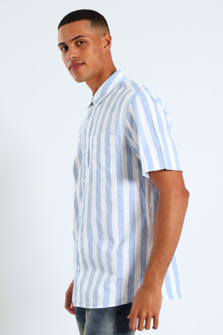 Striped Cotton Shirt - Blue