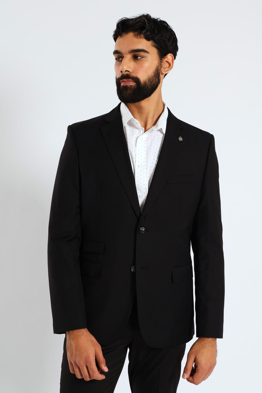 Regular Fit Viscose Blend Suit Jacket - Black