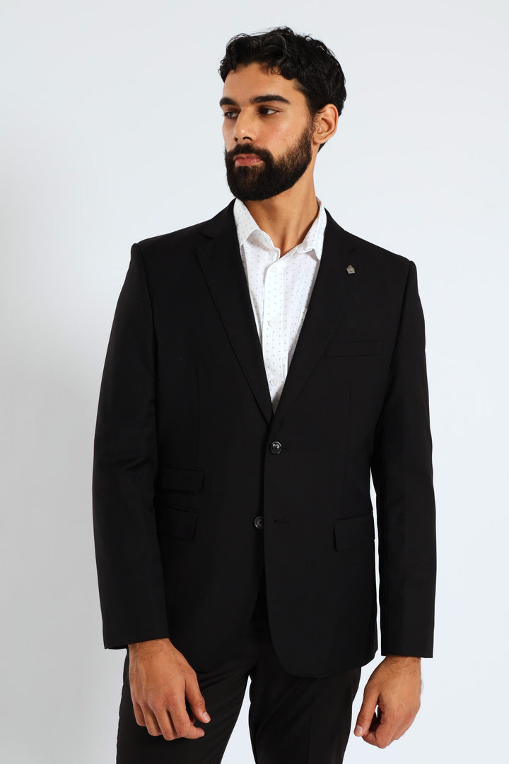 Regular Fit Viscose Blend Suit Jacket - Black
