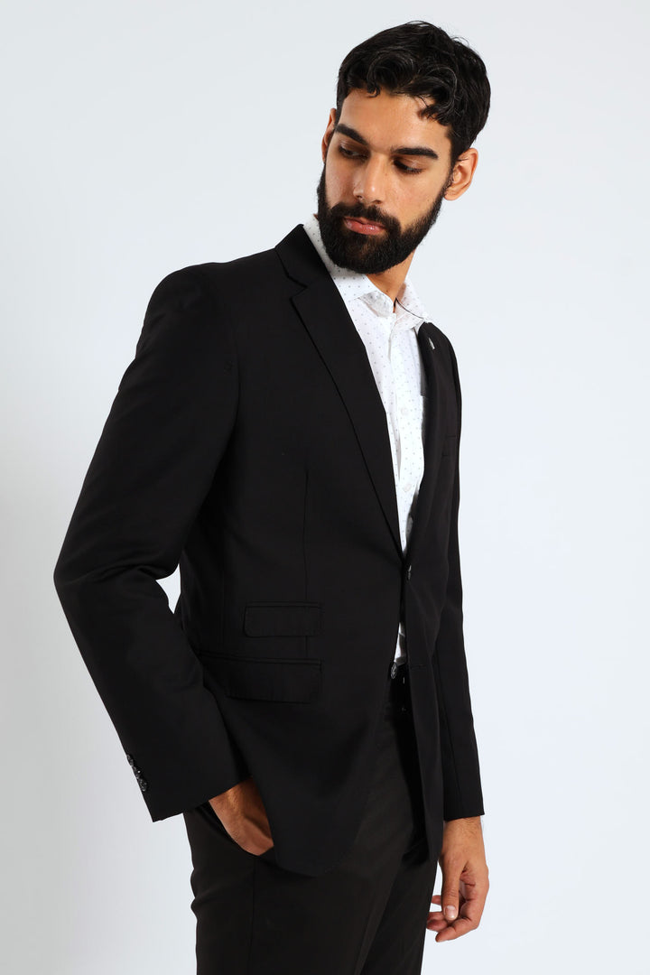 Regular Fit Viscose Blend Suit Jacket - Black