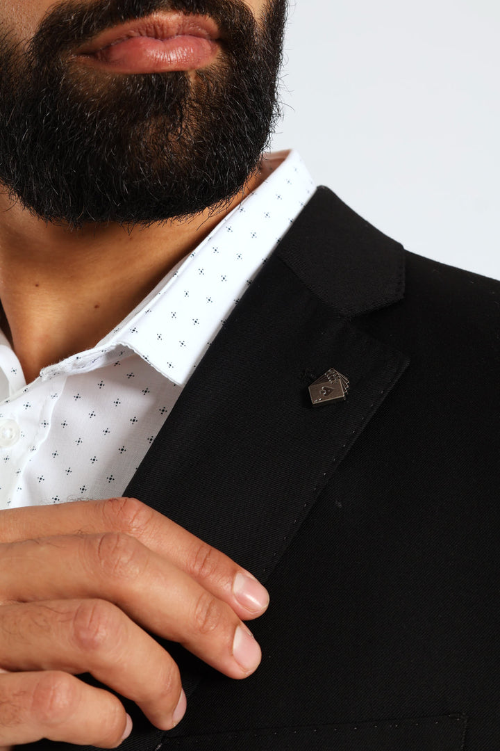 Regular Fit Viscose Blend Suit Jacket - Black