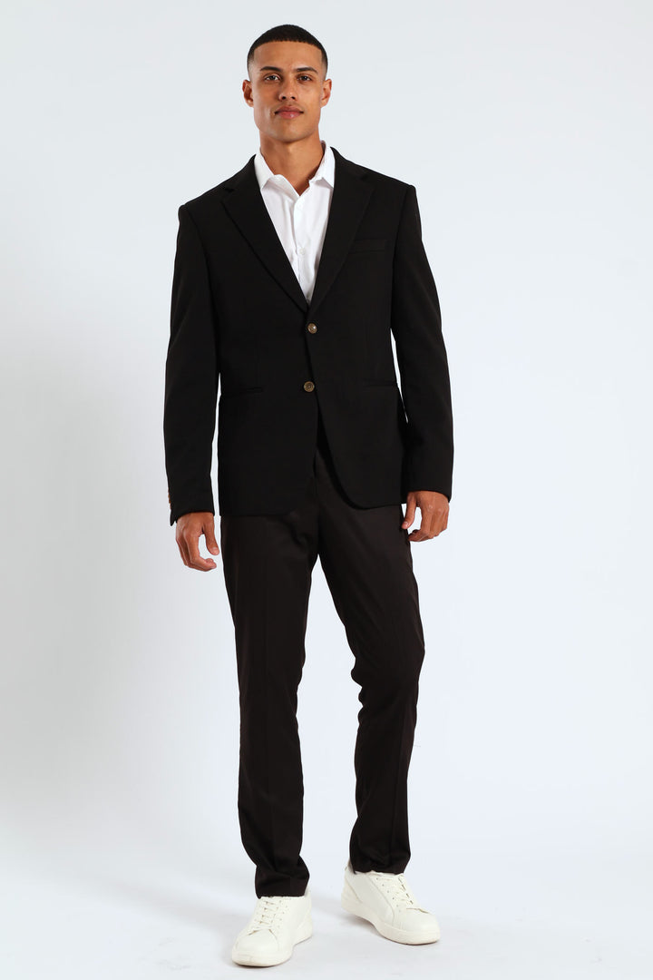 Textured Stretch Suit Jacket - Black