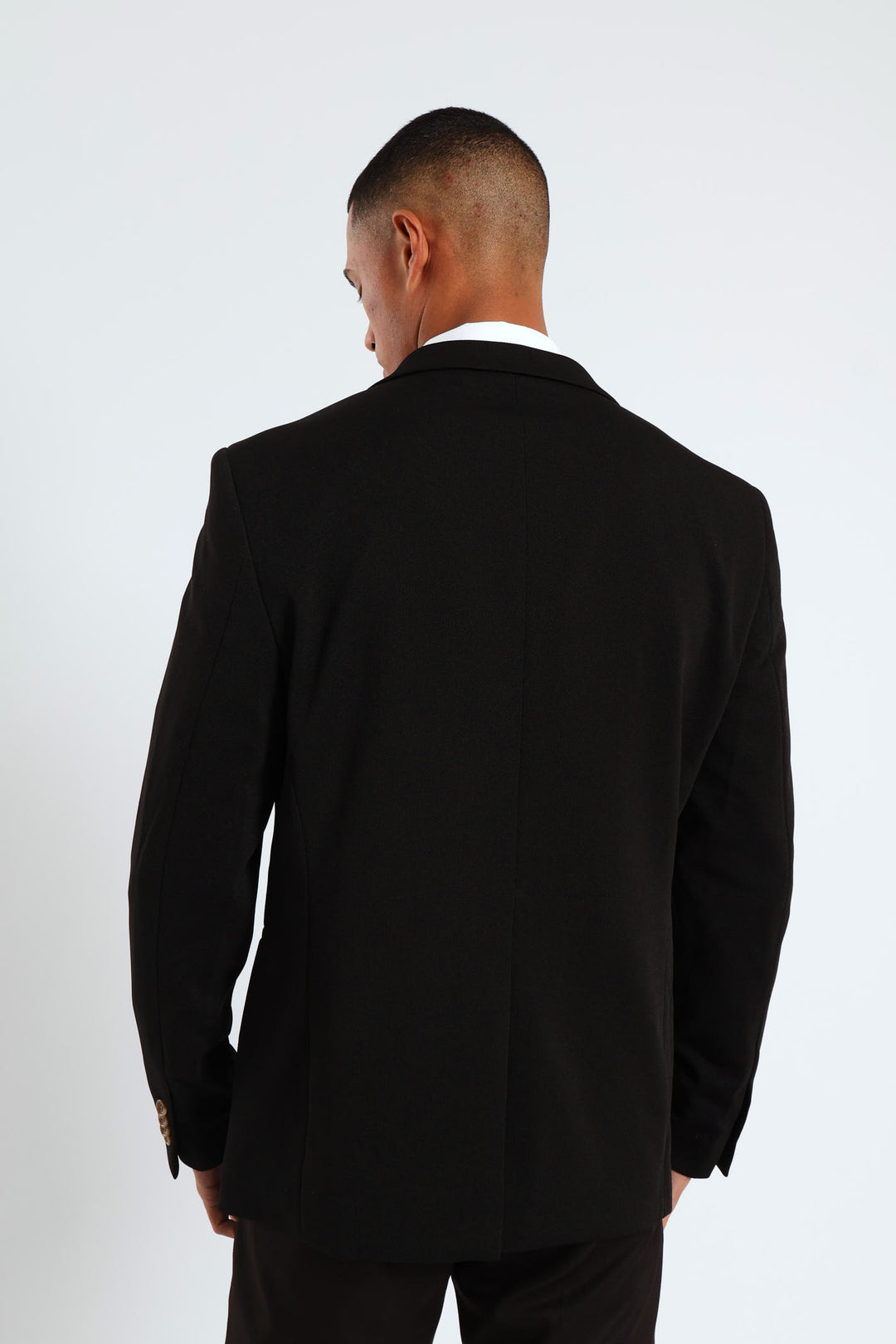 Textured Stretch Suit Jacket - Black