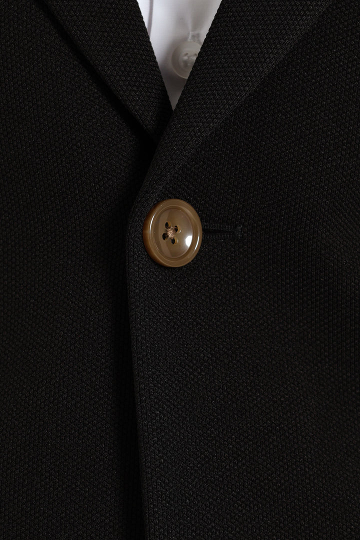 Textured Stretch Suit Jacket - Black