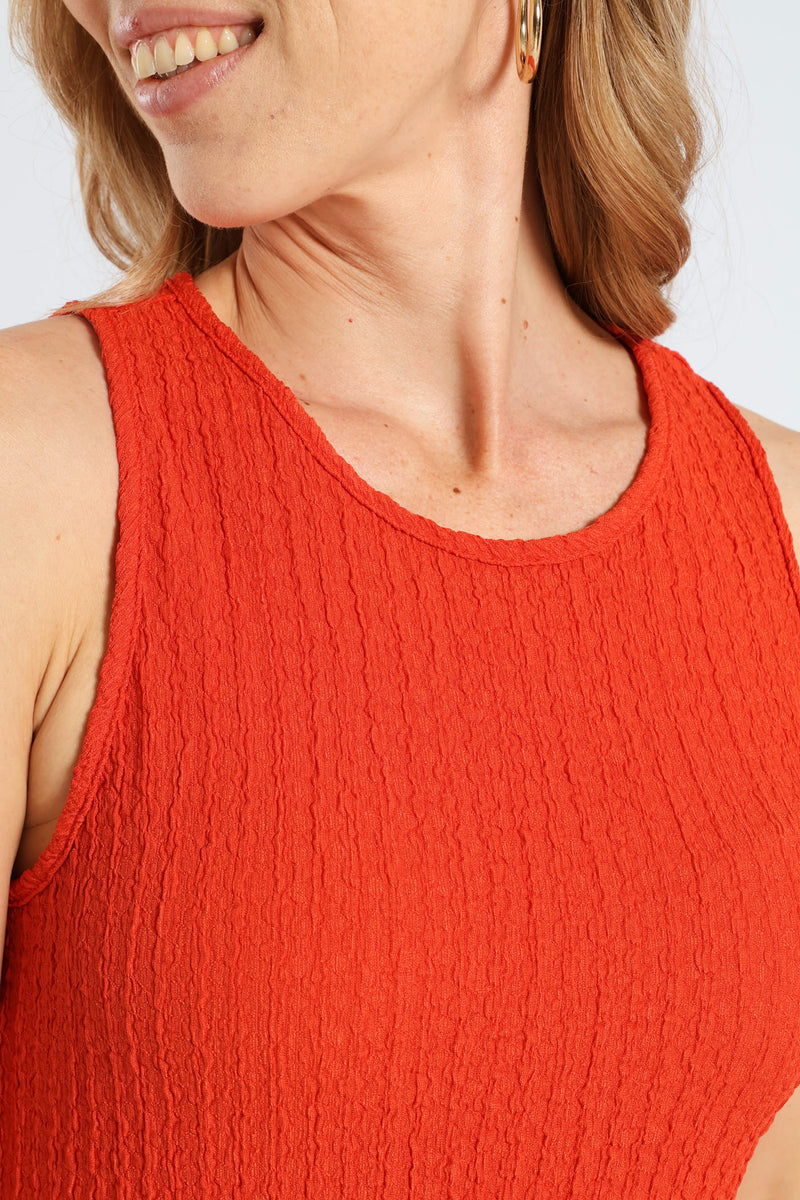 Built Up Racer Column Midi Dress - Paprika