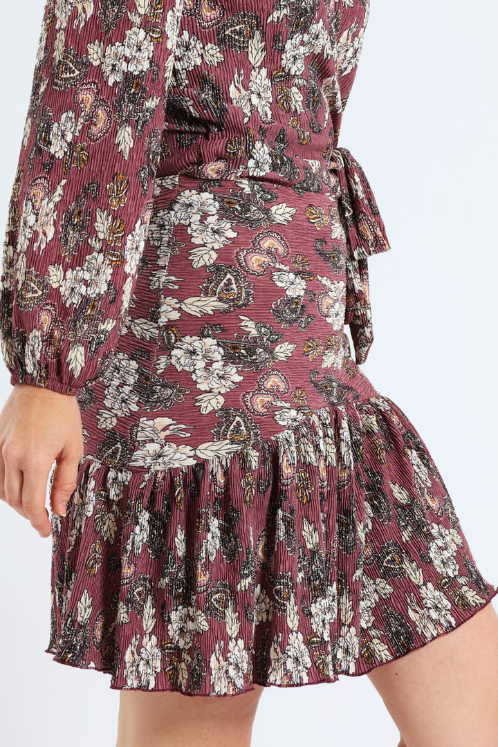 Plisse Mini Skirt - Mauve