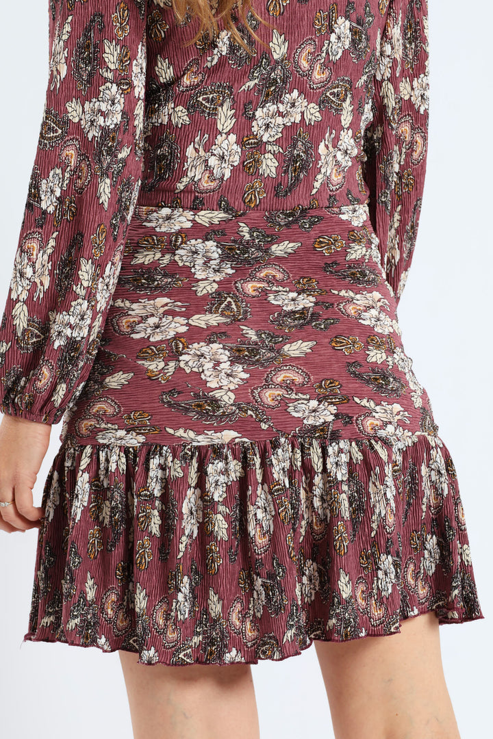 Plisse Mini Skirt - Mauve