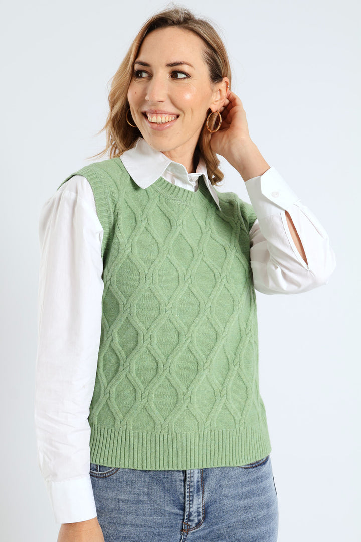 Diamond Textured Vest - Matcha