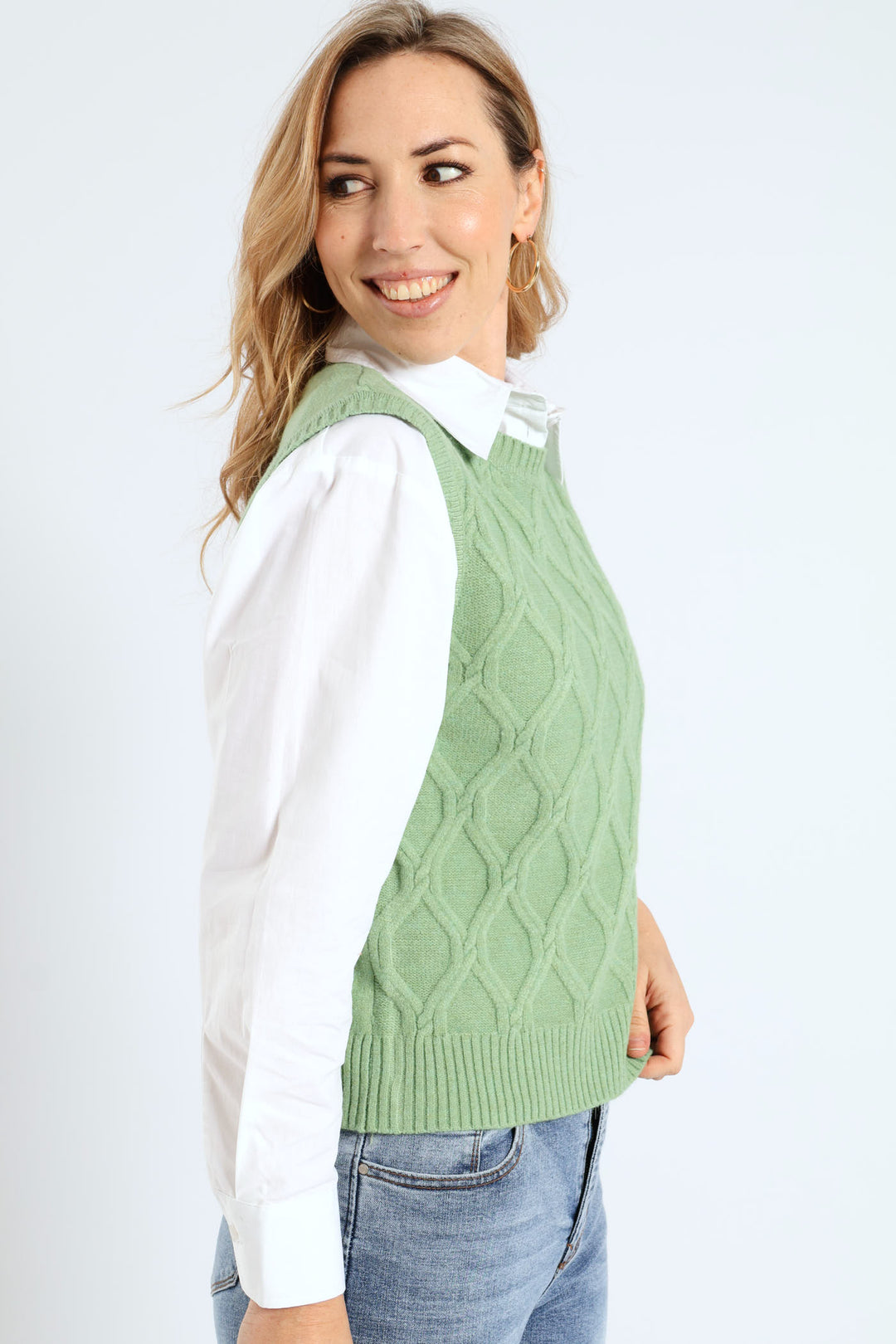Diamond Textured Vest - Matcha