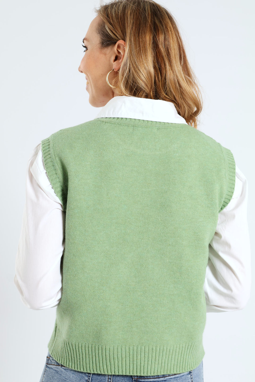 Diamond Textured Vest - Matcha