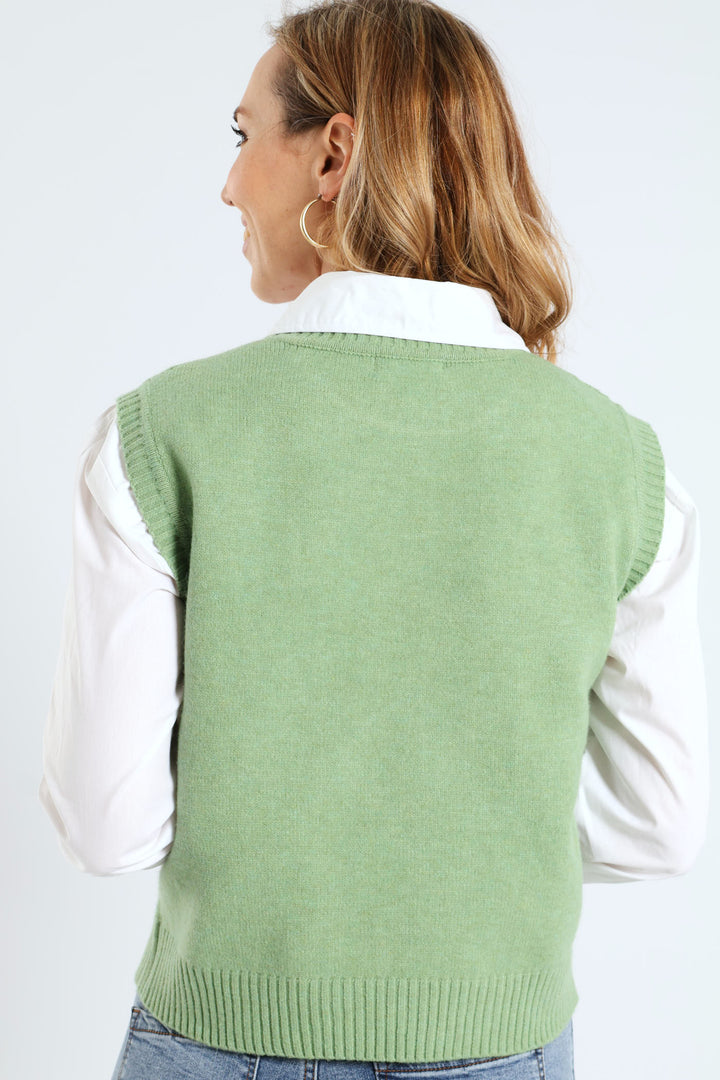 Diamond Textured Vest - Matcha