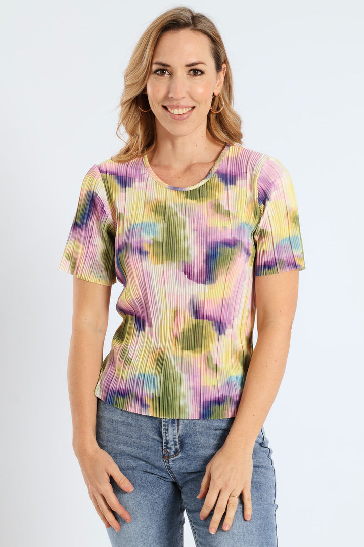 Printed Plisse Tee - Multi
