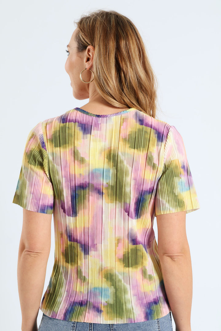 Printed Plisse Tee - Multi